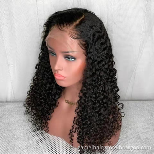 wholesale frontal custom wigs 100% human hair u part human hair wigs for black women water Wave transparent lace human hair wig